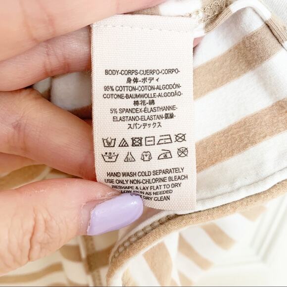 We The Free Mylo Tan White Striped Halter Tank Top Large - Picture 3 of 8